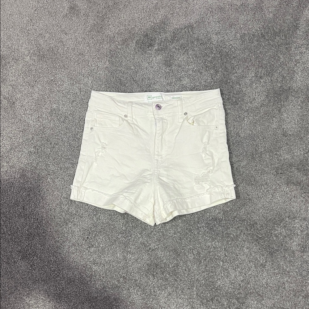 Amazon Women's Cream high waisted Jean Shorts